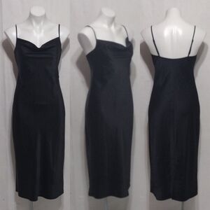Joie Marcenna Black Satin Cowl Neck Slip Midi Dress S NWT Elegant Party Evening